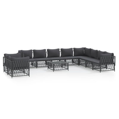11 Piece Garden Lounge Set with Cushions Anthracite Steel Payday Deals