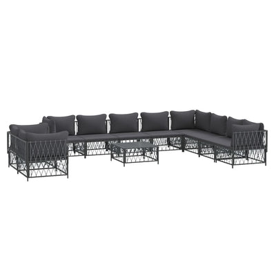11 Piece Garden Lounge Set with Cushions Anthracite Steel Payday Deals