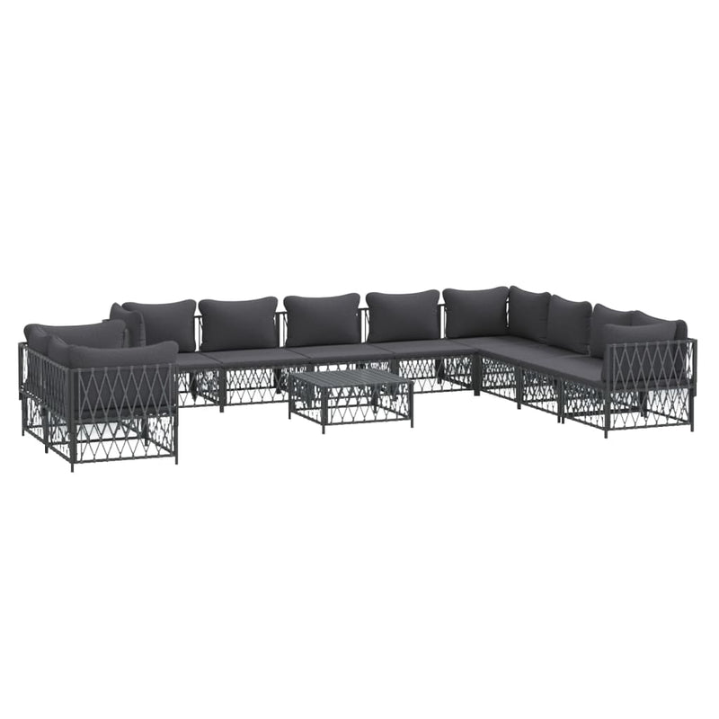 11 Piece Garden Lounge Set with Cushions Anthracite Steel Payday Deals