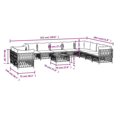 11 Piece Garden Lounge Set with Cushions Anthracite Steel Payday Deals