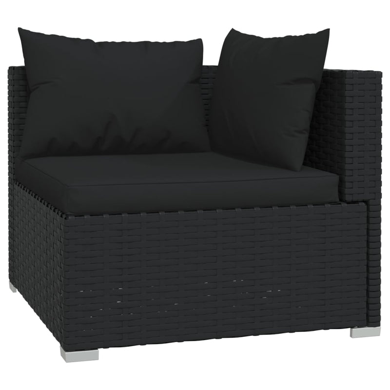 11 Piece Garden Lounge Set with Cushions Black Poly Rattan Payday Deals