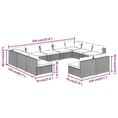 11 Piece Garden Lounge Set with Cushions Black Poly Rattan Payday Deals
