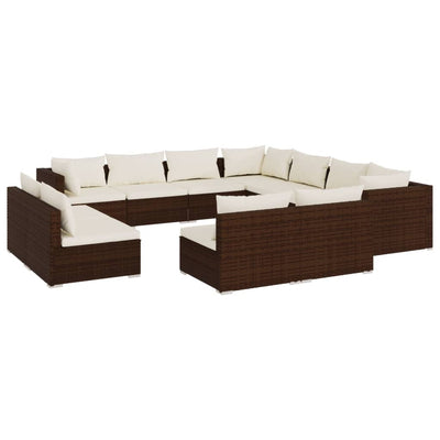 11 Piece Garden Lounge Set with Cushions Brown Poly Rattan Payday Deals