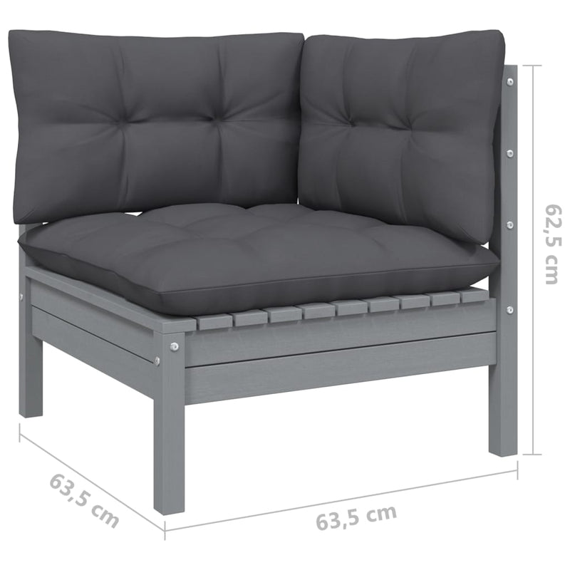 11 Piece Garden Lounge Set with Cushions Grey Pinewood Payday Deals