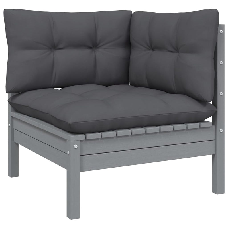 11 Piece Garden Lounge Set with Cushions Grey Solid Pinewood Payday Deals