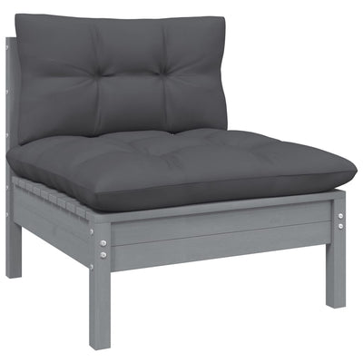 11 Piece Garden Lounge Set with Cushions Grey Solid Pinewood Payday Deals