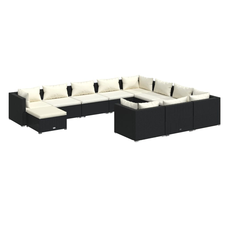 11 Piece Garden Lounge Set with Cushions Poly Rattan Black Payday Deals