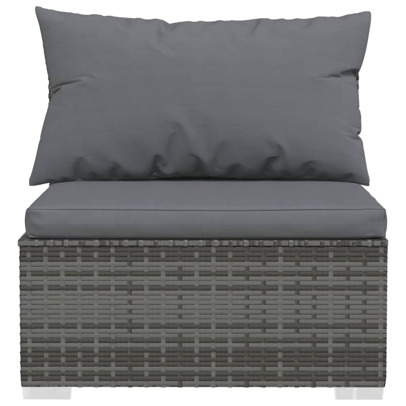 11 Piece Garden Lounge Set with Cushions Poly Rattan Grey Payday Deals