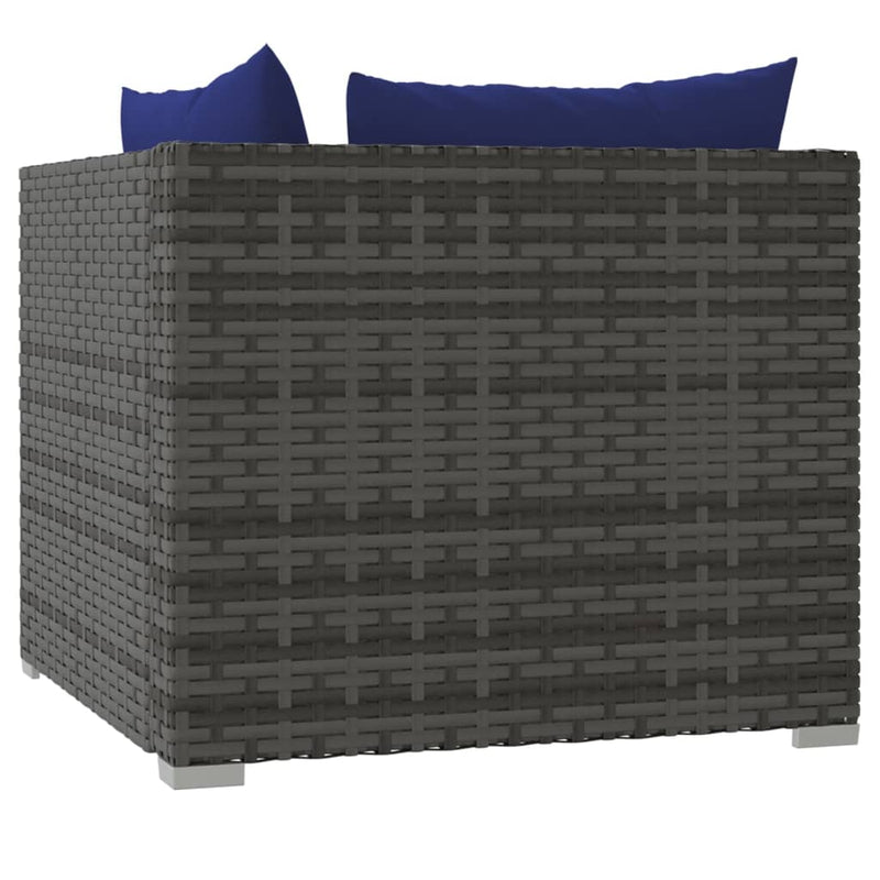 11 Piece Garden Lounge Set with Cushions Poly Rattan Grey Payday Deals