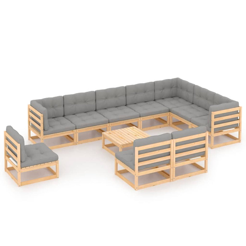 11 Piece Garden Lounge Set with Cushions Solid Pinewood Payday Deals
