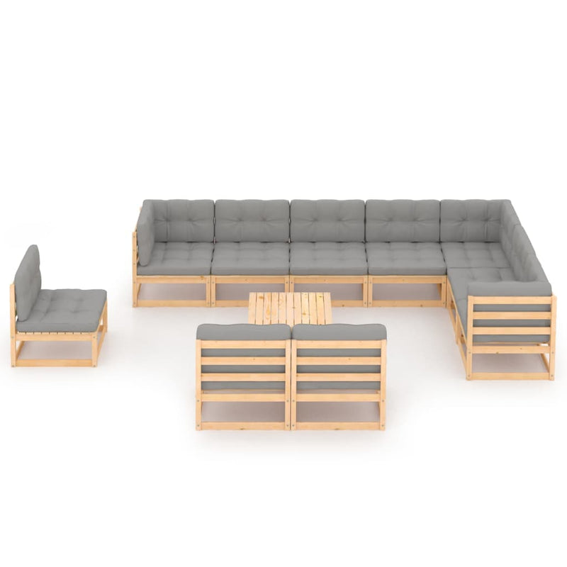 11 Piece Garden Lounge Set with Cushions Solid Pinewood Payday Deals