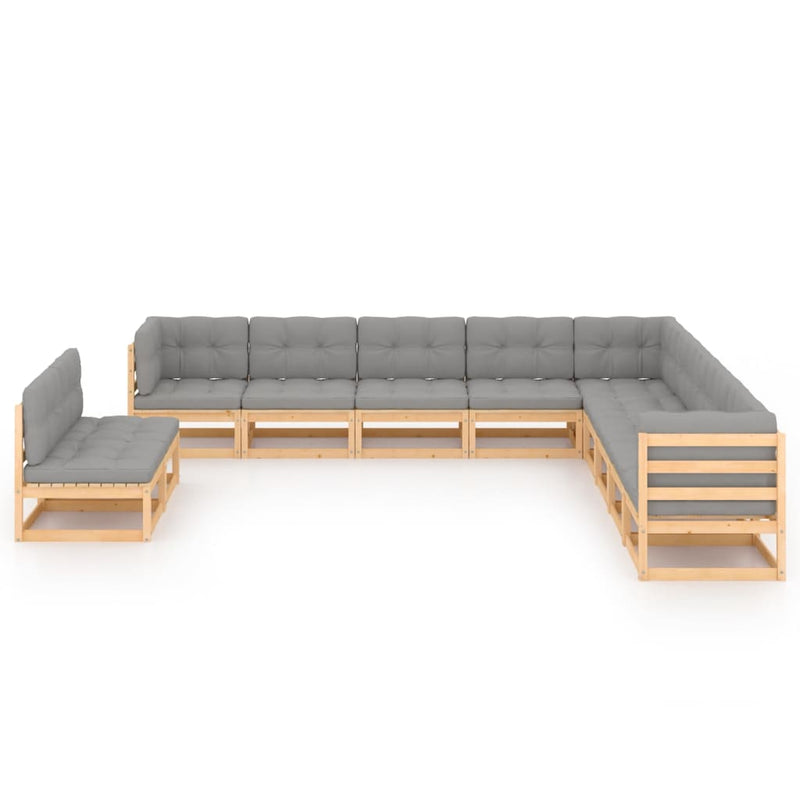 11 Piece Garden Lounge Set with Cushions Solid Pinewood Payday Deals