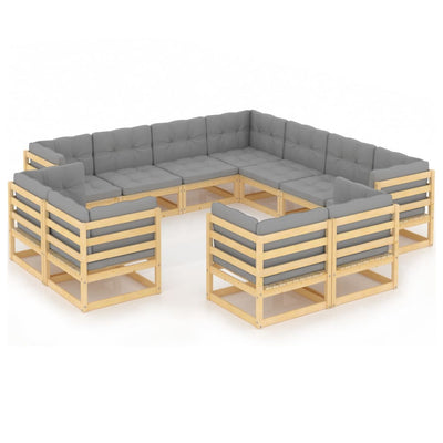 11 Piece Garden Lounge Set with Cushions Solid Pinewood Payday Deals