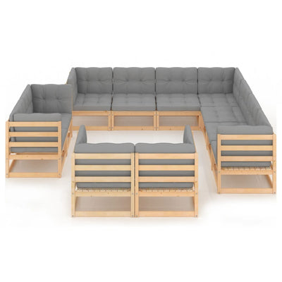 11 Piece Garden Lounge Set with Cushions Solid Pinewood Payday Deals