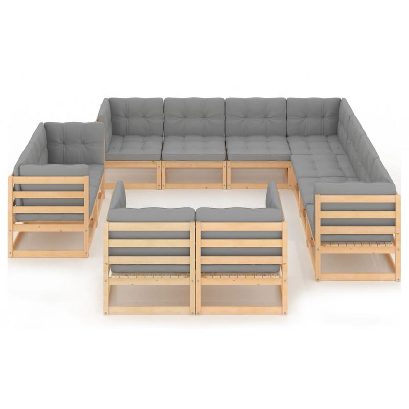 11 Piece Garden Lounge Set with Cushions Solid Pinewood Payday Deals