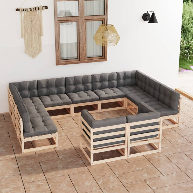 11 Piece Garden Lounge Set with Cushions Solid Pinewood Payday Deals