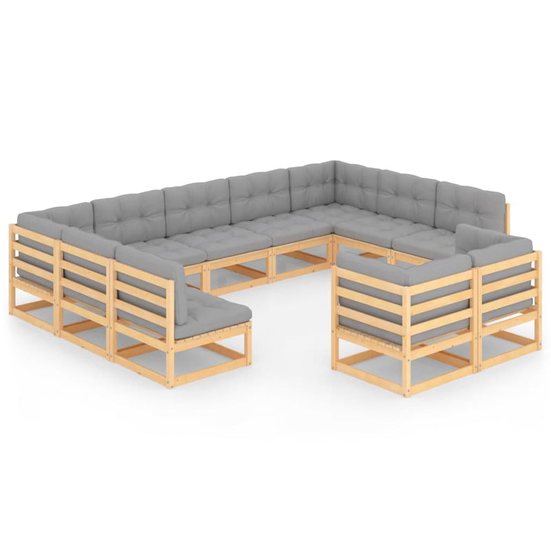11 Piece Garden Lounge Set with Cushions Solid Pinewood Payday Deals