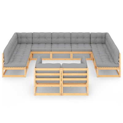 11 Piece Garden Lounge Set with Cushions Solid Pinewood Payday Deals