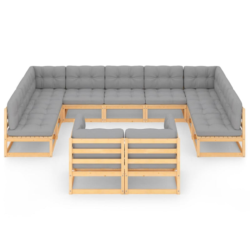 11 Piece Garden Lounge Set with Cushions Solid Pinewood Payday Deals