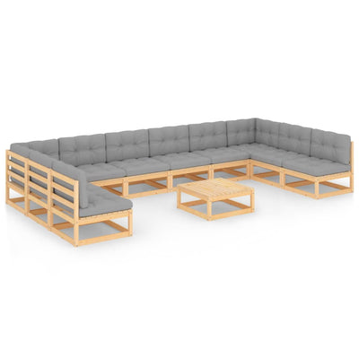 11 Piece Garden Lounge Set with Cushions Solid Pinewood Payday Deals