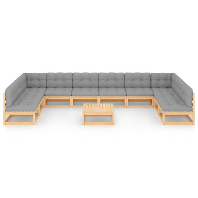 11 Piece Garden Lounge Set with Cushions Solid Pinewood Payday Deals