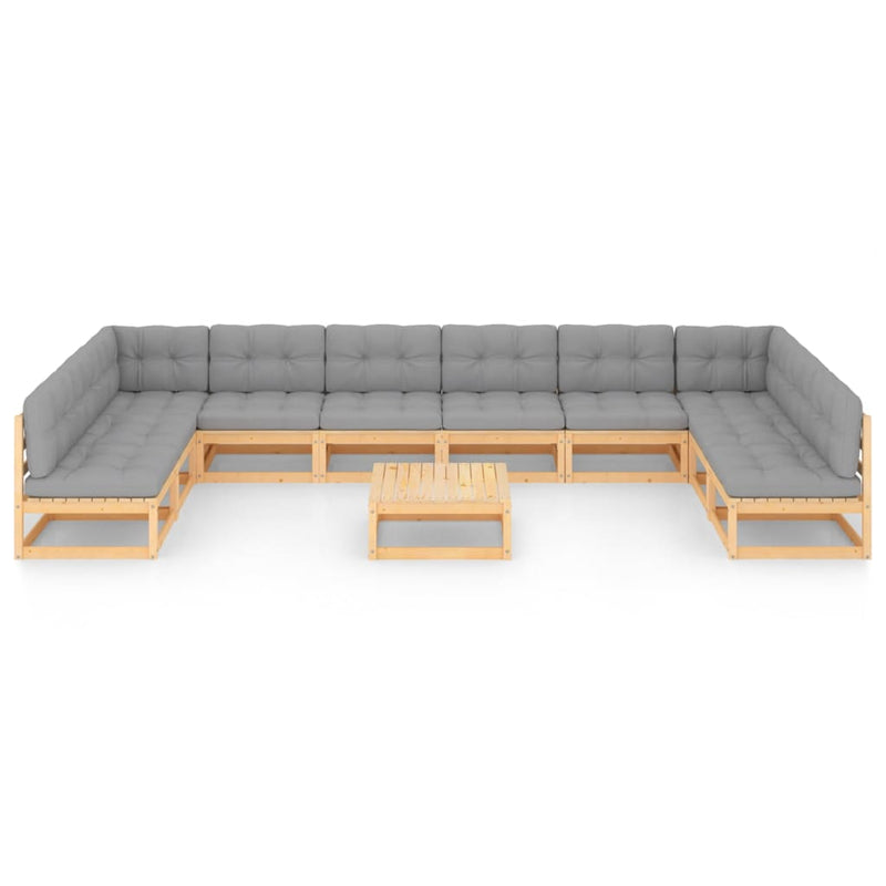 11 Piece Garden Lounge Set with Cushions Solid Pinewood Payday Deals