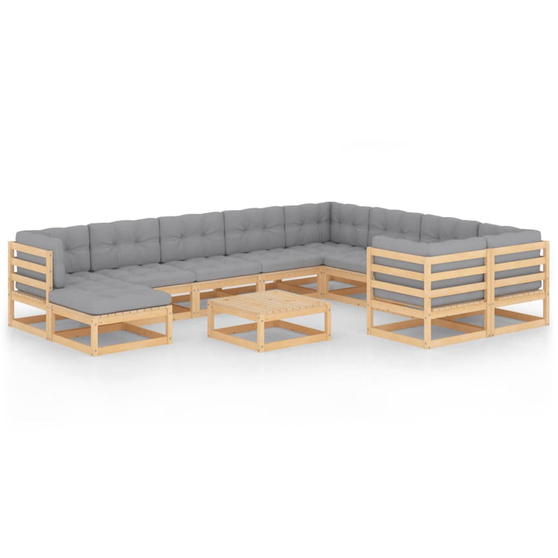 11 Piece Garden Lounge Set with Cushions Solid Pinewood Payday Deals