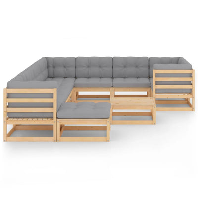 11 Piece Garden Lounge Set with Cushions Solid Pinewood Payday Deals