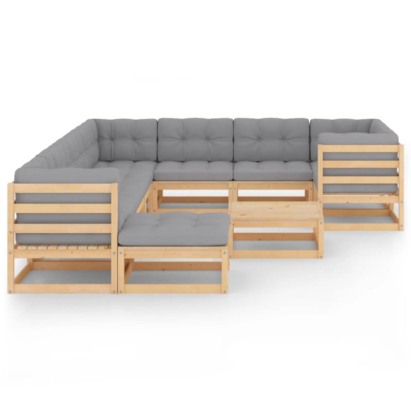 11 Piece Garden Lounge Set with Cushions Solid Pinewood Payday Deals