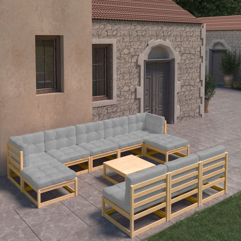 11 Piece Garden Lounge Set with Cushions Solid Pinewood Payday Deals