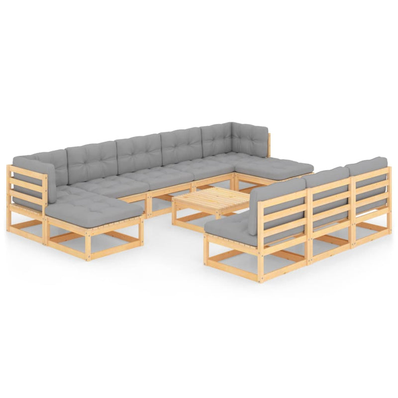11 Piece Garden Lounge Set with Cushions Solid Pinewood Payday Deals