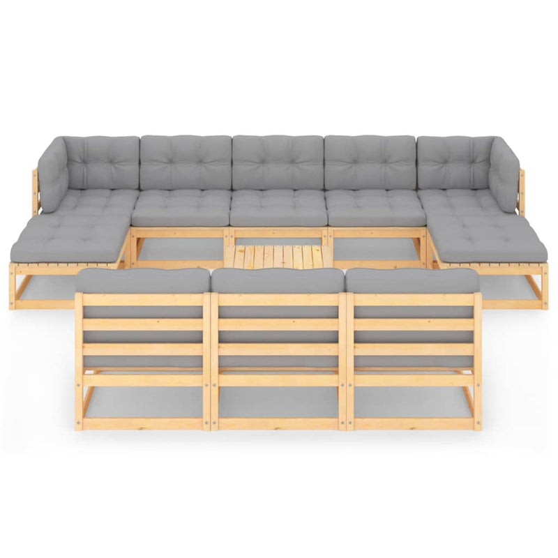 11 Piece Garden Lounge Set with Cushions Solid Pinewood Payday Deals