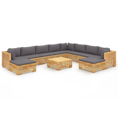 11 Piece Garden Lounge Set with Cushions Solid Teak Wood Payday Deals