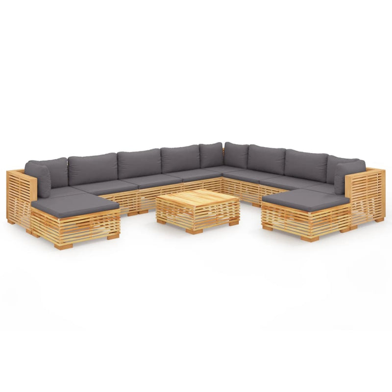 11 Piece Garden Lounge Set with Cushions Solid Teak Wood Payday Deals