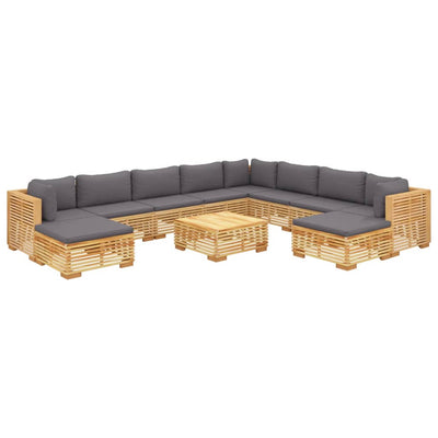 11 Piece Garden Lounge Set with Cushions Solid Teak Wood Payday Deals