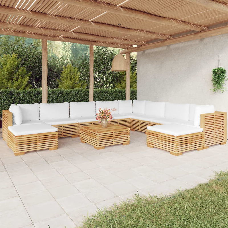 11 Piece Garden Lounge Set with Cushions Solid Teak Wood Payday Deals