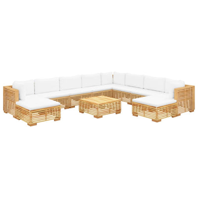 11 Piece Garden Lounge Set with Cushions Solid Teak Wood Payday Deals