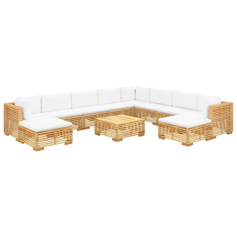 11 Piece Garden Lounge Set with Cushions Solid Teak Wood Payday Deals