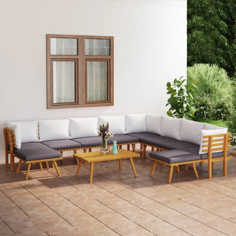 11 Piece Garden Lounge Set with Cushions Solid Wood Acacia Payday Deals