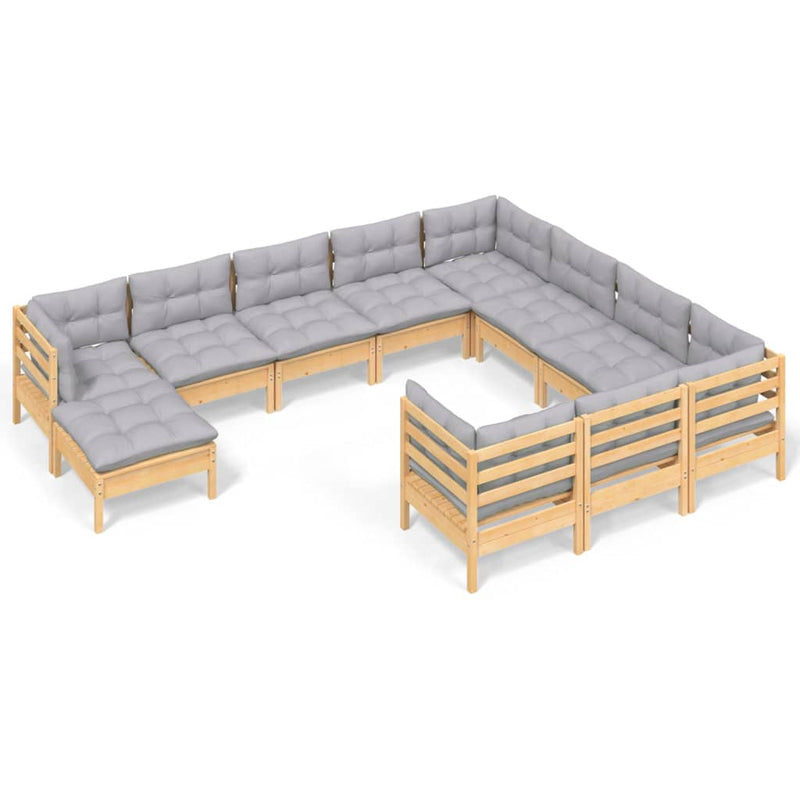 11 Piece Garden Lounge Set with Grey Cushions Pinewood Payday Deals