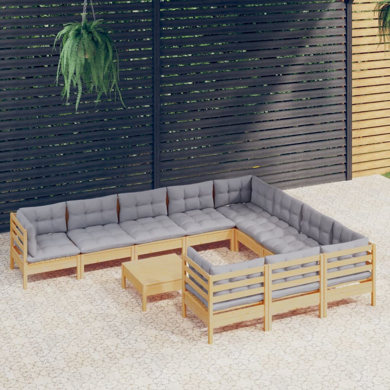 11 Piece Garden Lounge Set with Grey Cushions Pinewood Payday Deals