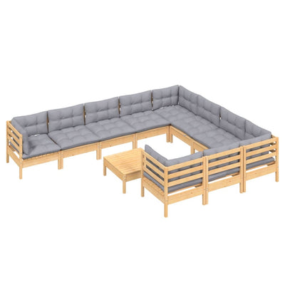 11 Piece Garden Lounge Set with Grey Cushions Pinewood Payday Deals