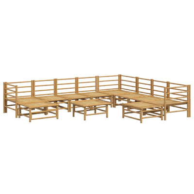11 Piece Garden Lounge Set with Light Grey Cushions Bamboo Payday Deals
