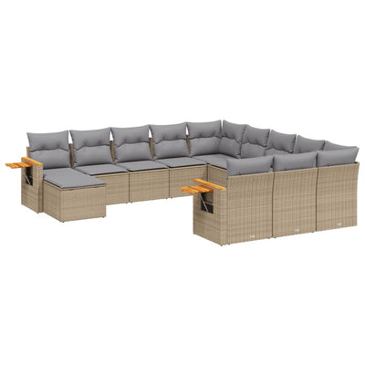 11 Piece Garden Sofa Set with Cushions Beige Poly Rattan Payday Deals