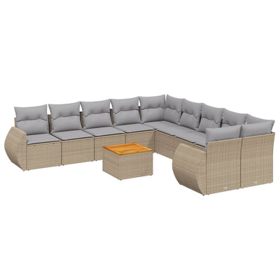 11 Piece Garden Sofa Set with Cushions Beige Poly Rattan Payday Deals