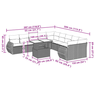 11 Piece Garden Sofa Set with Cushions Beige Poly Rattan Payday Deals