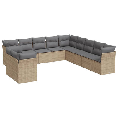 11 Piece Garden Sofa Set with Cushions Beige Poly Rattan Payday Deals