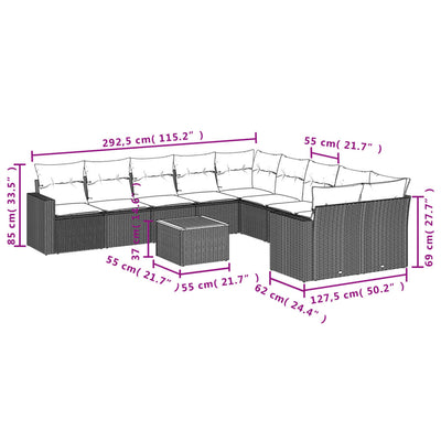 11 Piece Garden Sofa Set with Cushions Beige Poly Rattan Payday Deals