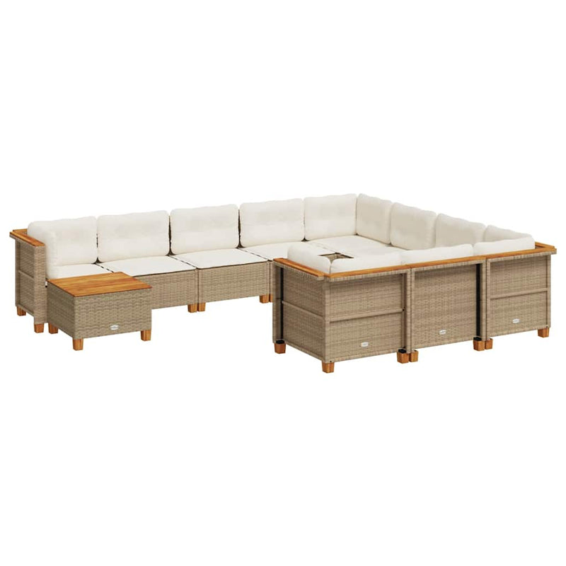 11 Piece Garden Sofa Set with Cushions Beige Poly Rattan Payday Deals