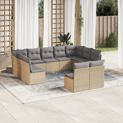 11 Piece Garden Sofa Set with Cushions Beige Poly Rattan Payday Deals